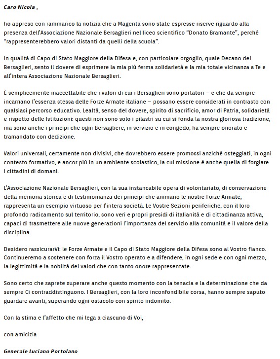 “I Bersaglieri sono l’Italia che corre avanti”: il Generale Portolano difende i valori delle Forze Armate e condanna il pregiudizio ideologico - difesanews.com “I Bersaglieri sono l’Italia che corre avanti”: il Generale Portolano difende i valori delle Forze Armate e condanna il pregiudizio ideologico - difesanews.com